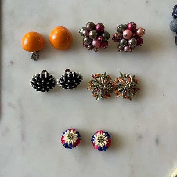 Vintage Costume Beaded Jewelry Necklaces Earrings Bracelet floral green orange - Picture 11 of 15